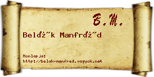 Belák Manfréd névjegykártya